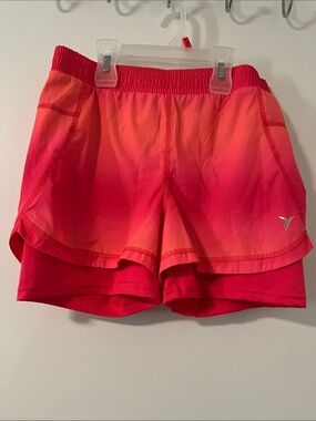 Active USA Women's Pink to Coral Ombre Athletic Shorts
